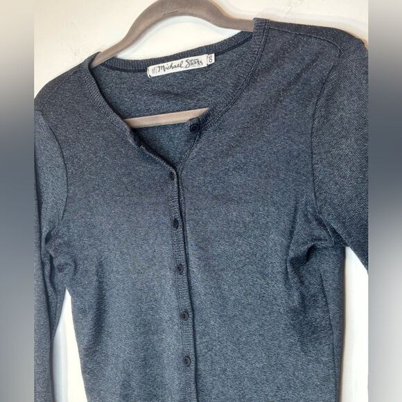 Michael Stars EUC blue/silver metallic Ruiz button down cardigan Size OS - Picture 3 of 5